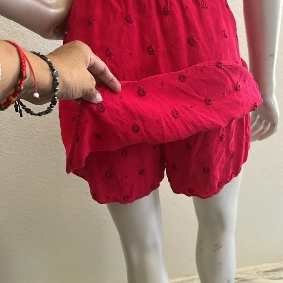 Anthropologie Ett:Twa Greenbrier Embroidered Romper in Pink Magenta